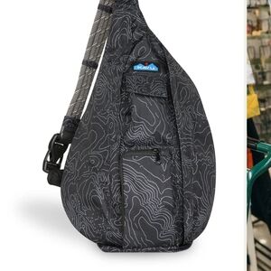 Kavu Black and Gray Topographical Messenger Bag